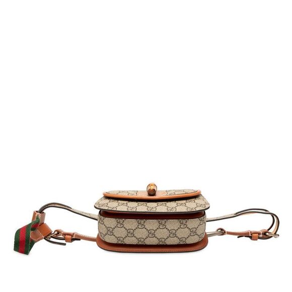 Gucci GG Supreme Bamboo Waist Bag Body Bag 681137 Beige Brown PVC Leather - Picture 3 of 7